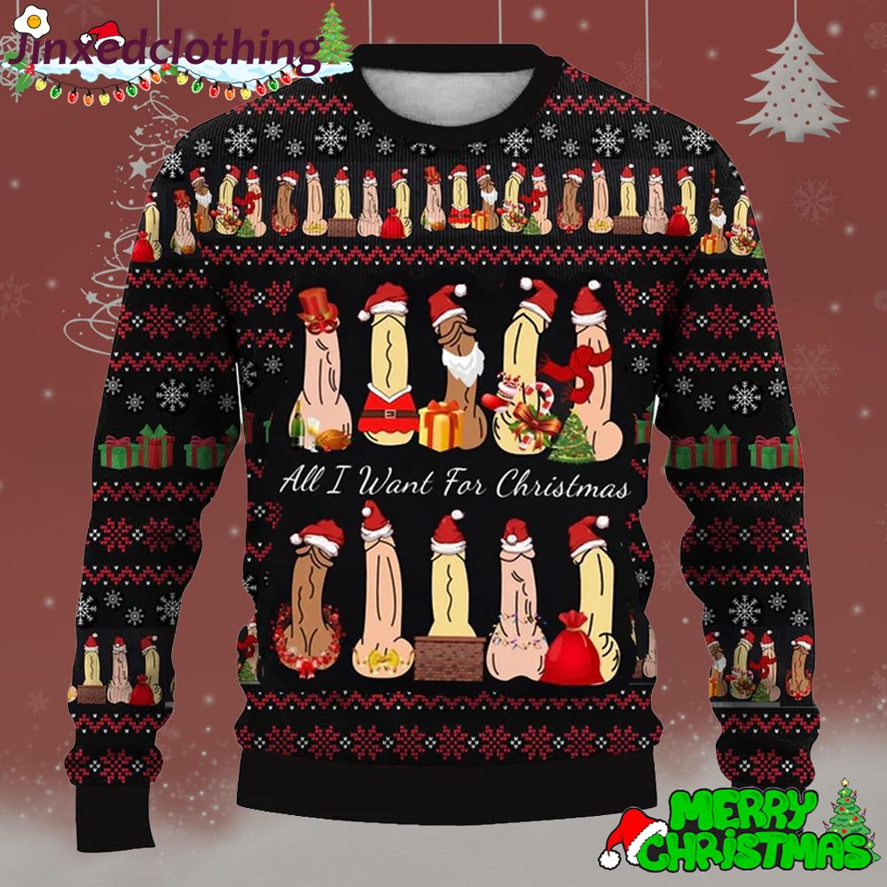 Christmas Cocks Happy Printed Casual Crew Neck Sweatshirt 